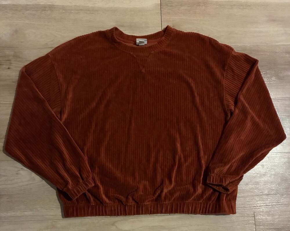 A New Day Women's Rust Corduroy Crew Neck Long Sleeve Pullover Sweatshirt Size L